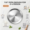 E-far 16” Stainless Steel Pizza Pan for Oven, Pizza Baking Tray Set of 2 | Large Metal Pizza Plate, Heavy-duty Round Baking Sheet, Healthy & Non-toxic, Rust-resistant & Dishwasher Safe(2)