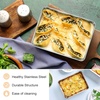 E-far Stainless Steel Baking Sheet 4 Pack, 9″x13″ Cookie Sheets for Baking | Stainless Steel Sheet Cake Pan, Non-toxic Baking Trays for Oven Cooking, Healthy & Rust Free, Easy Clean & Dishwasher Safe(1)