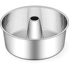 E-far 10-Inch Angel Food Cake Pan, Stainless Steel Tube Pan for Baking | Ideal for Pound Chiffon Cake, One-piece Design & Non-toxic, Dishwasher Safe(1 Piece)