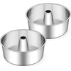 E-far 10-Inch Angel Food Cake Pan, Stainless Steel Tube Pan for Baking | Ideal for Pound Chiffon Cake, One-piece Design & Non-toxic, Dishwasher Safe(2 Pieces)