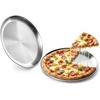 E-far 16” Stainless Steel Pizza Pan for Oven, Pizza Baking Tray Set of 2 | Large Metal Pizza Plate, Heavy-duty Round Baking Sheet, Healthy & Non-toxic, Rust-resistant & Dishwasher Safe(2)