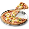 E-far 16” Stainless Steel Pizza Pan for Oven, Pizza Baking Tray Set of 2 | Large Metal Pizza Plate, Heavy-duty Round Baking Sheet, Healthy & Non-toxic, Rust-resistant & Dishwasher Safe(1)