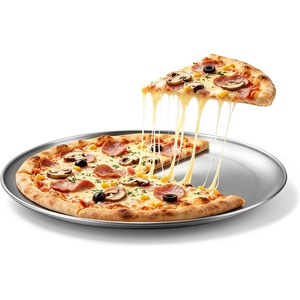 E-far 13.5” Stainless Steel Pizza Pan for Oven, Pizza Baking Tray Plate | Metal Pizza Plate, Heavy-duty Round Baking Sheet, Healthy & Non-toxic, Rust-resistant & Dishwasher Safe(1)