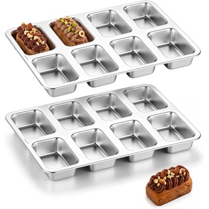 E-far Mini Loaf Pan, 8-Cavity Stainless Steel Baking Bread Pans Set, 2 Pack(2)