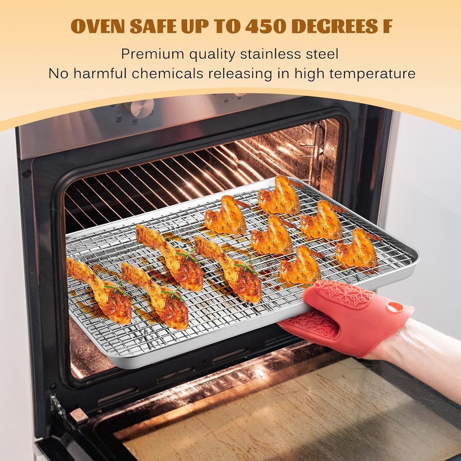 image:imageEfar 20x14 Large Baking Sheet with Wire Rack Set 2 Pans 2 Bacon Racks4