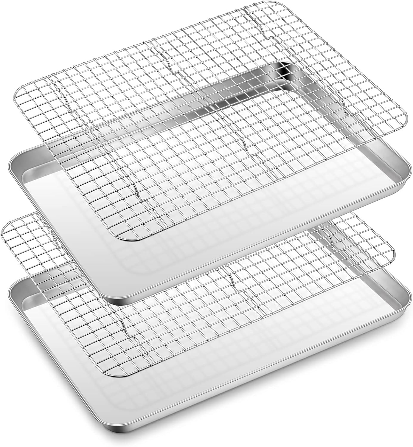 image:imageEfar 20x14 Large Baking Sheet with Wire Rack Set 2 Pans 2 Bacon Racks4