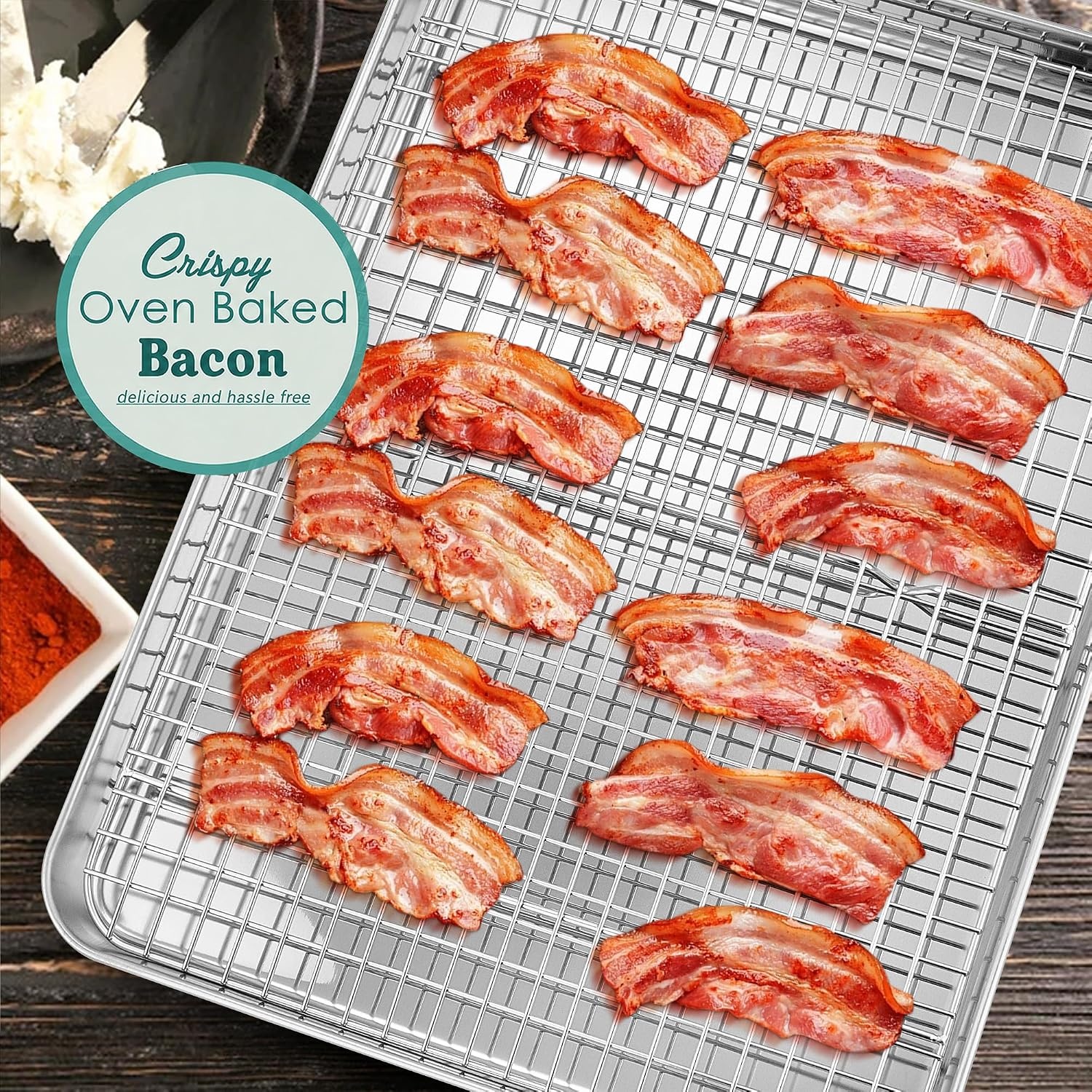 image:imageEfar 20x14 Large Baking Sheet with Wire Rack Set 2 Pans 2 Bacon Racks4