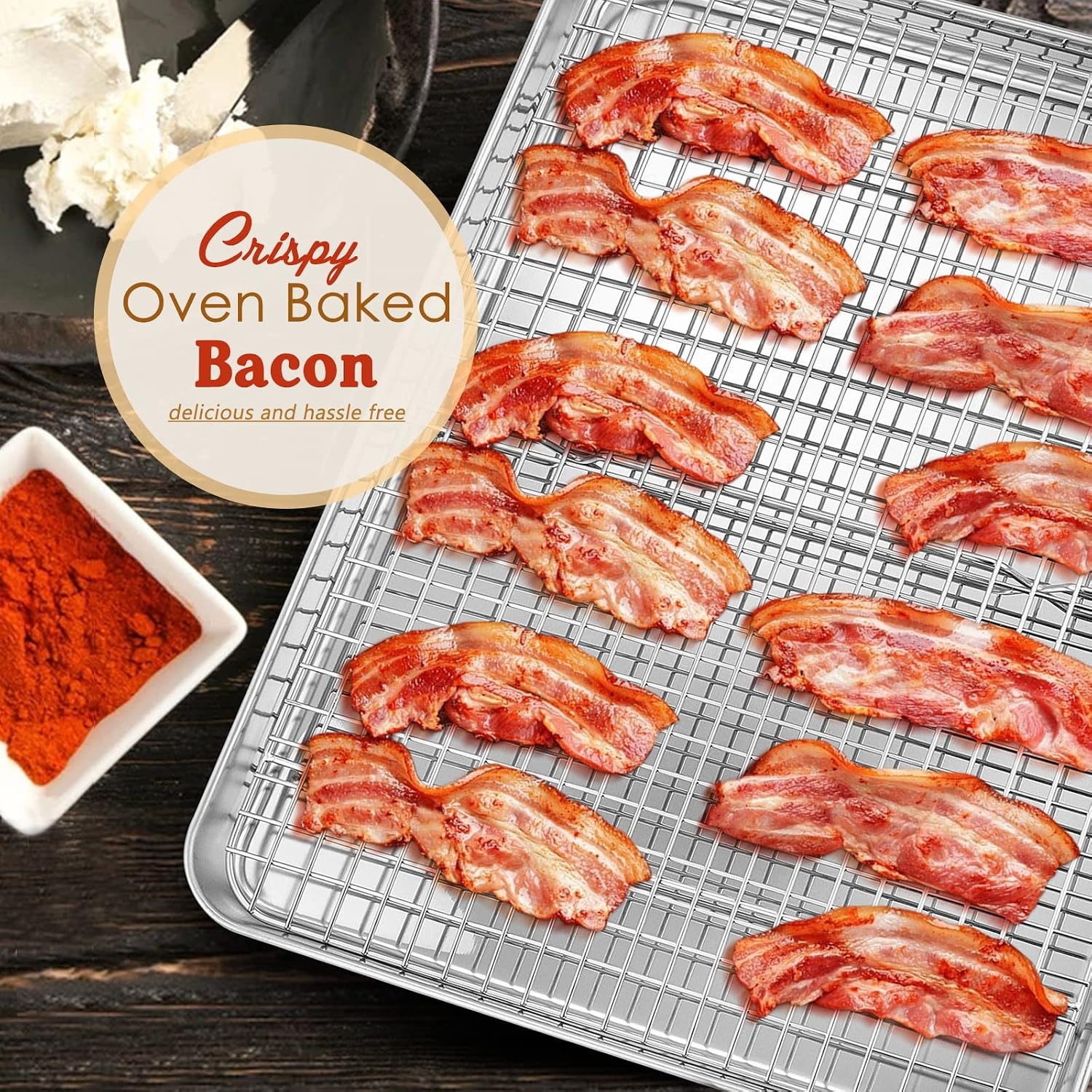 image:imageEfar 20x14 Large Baking Sheet with Wire Rack Set 2 Pans 2 Bacon Racks4
