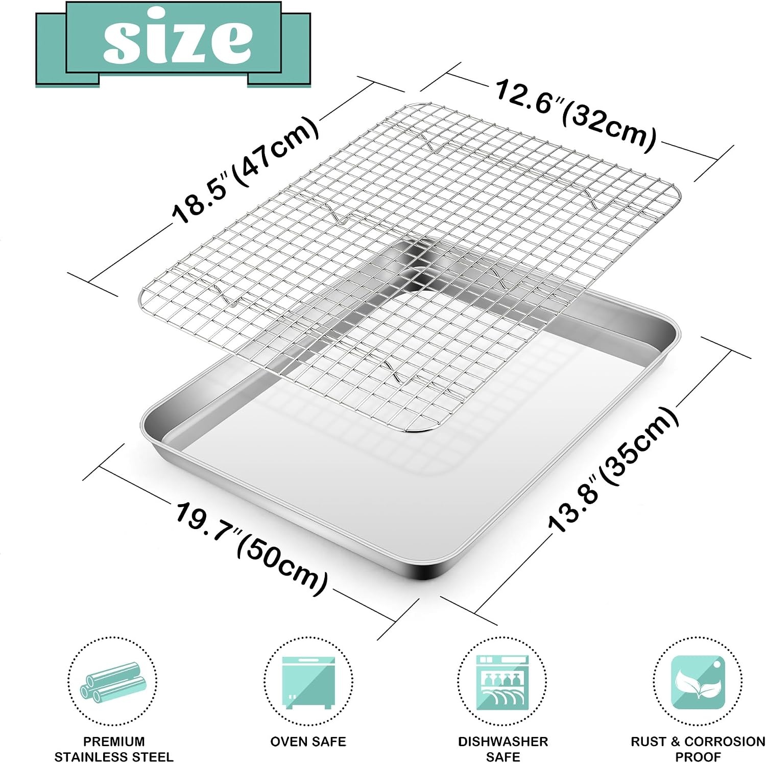 image:imageEfar 20x14 Large Baking Sheet with Wire Rack Set 2 Pans 2 Bacon Racks4
