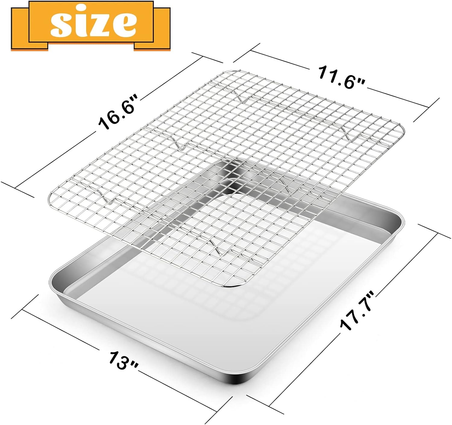 image:imageEfar 20x14 Large Baking Sheet with Wire Rack Set 2 Pans 2 Bacon Racks4