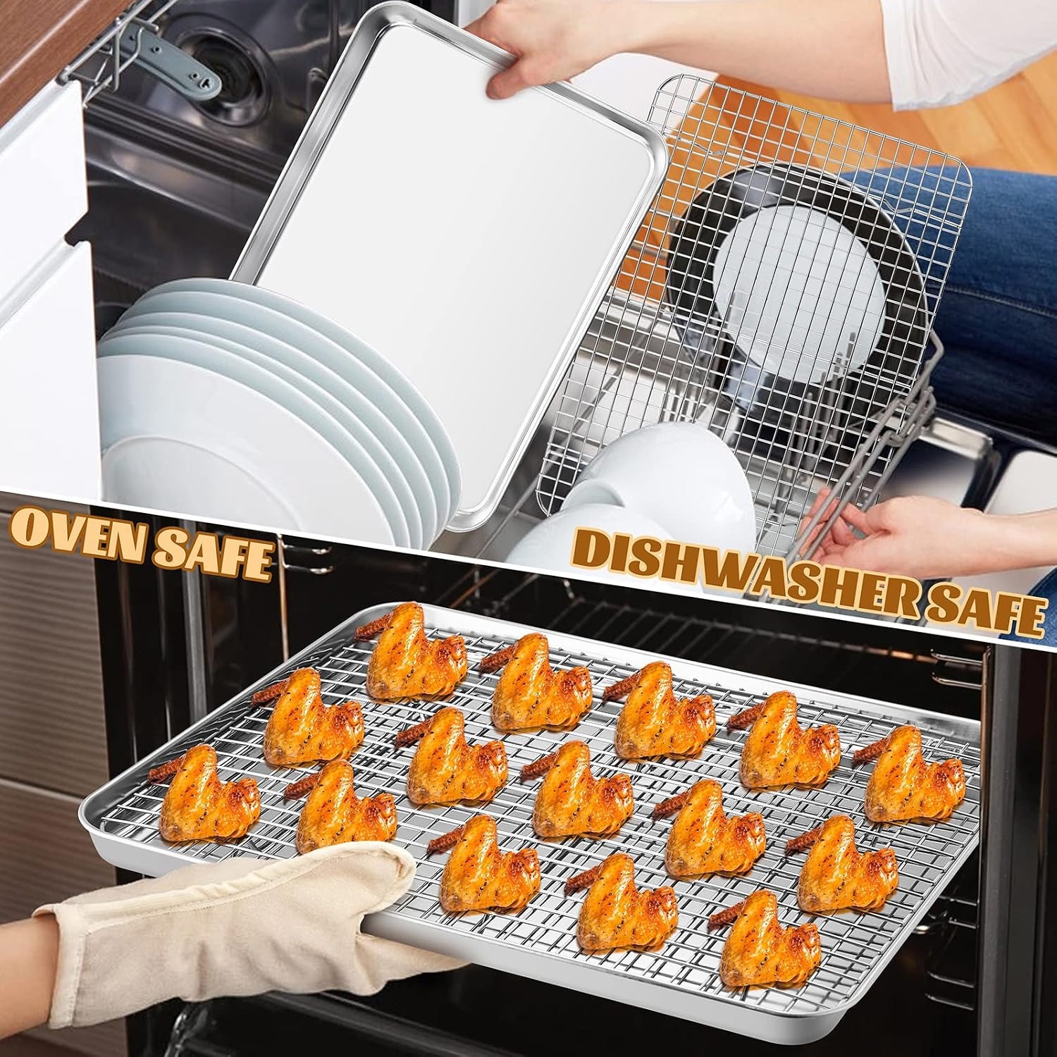 image:imageEfar 20x14 Large Baking Sheet with Wire Rack Set 2 Pans 2 Bacon Racks4