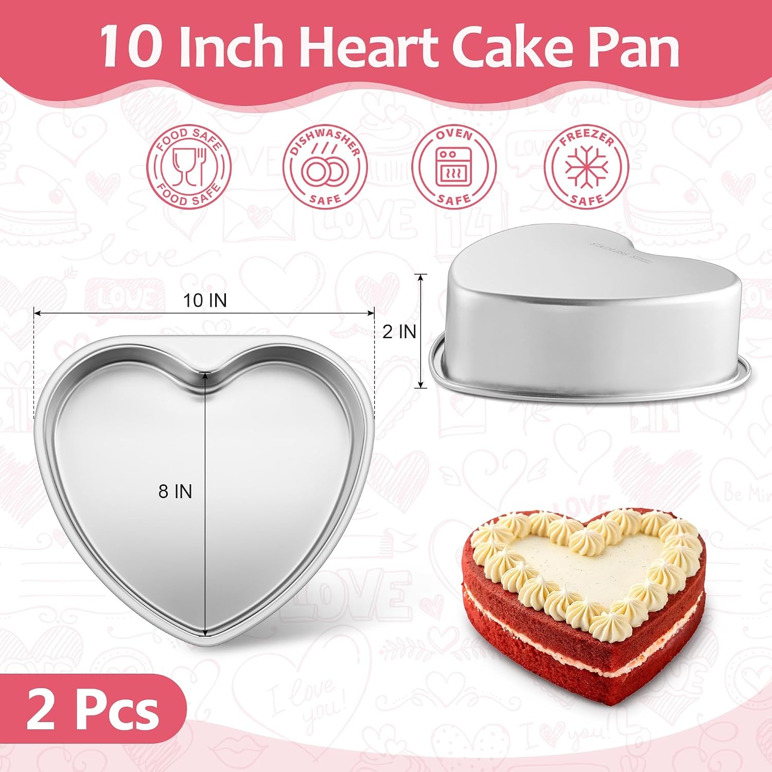 image:imageEfar 4 Inch Mini Heart Cake Pan Set of 3 Stainless Steel Heart Shaped Smash Cake Baking Mold Small Heart Cake Tin for Valentines Day Anniversaries Birthday Nontoxic amp Dishwasher SafeSilver