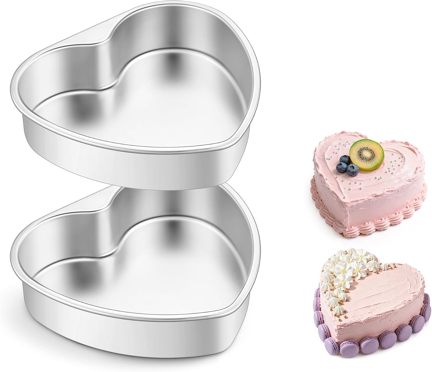 image:imageEfar 4 Inch Mini Heart Cake Pan Set of 3 Stainless Steel Heart Shaped Smash Cake Baking Mold Small Heart Cake Tin for Valentines Day Anniversaries Birthday Nontoxic amp Dishwasher SafeSilver
