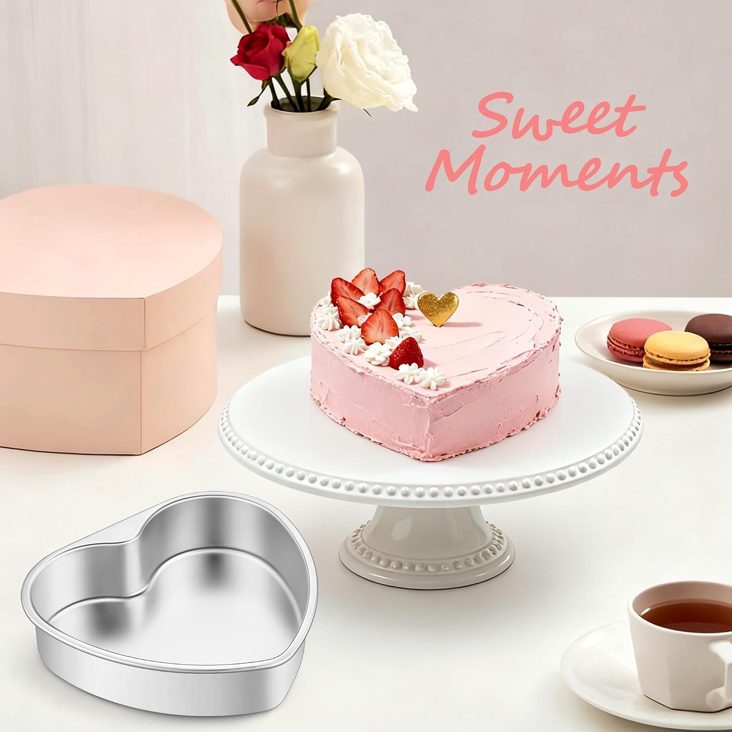 image:imageEfar 4 Inch Mini Heart Cake Pan Set of 3 Stainless Steel Heart Shaped Smash Cake Baking Mold Small Heart Cake Tin for Valentines Day Anniversaries Birthday Nontoxic amp Dishwasher SafeSilver
