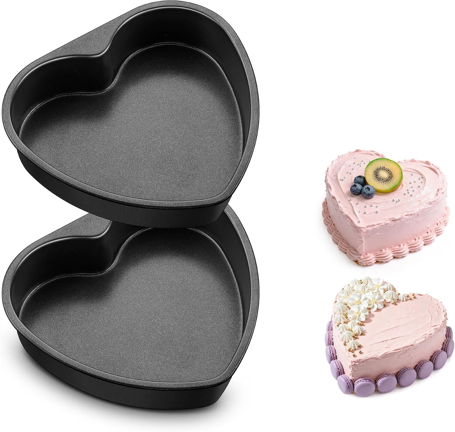 image:imageEfar 4 Inch Mini Heart Cake Pan Set of 3 Stainless Steel Heart Shaped Smash Cake Baking Mold Small Heart Cake Tin for Valentines Day Anniversaries Birthday Nontoxic amp Dishwasher SafeBlack