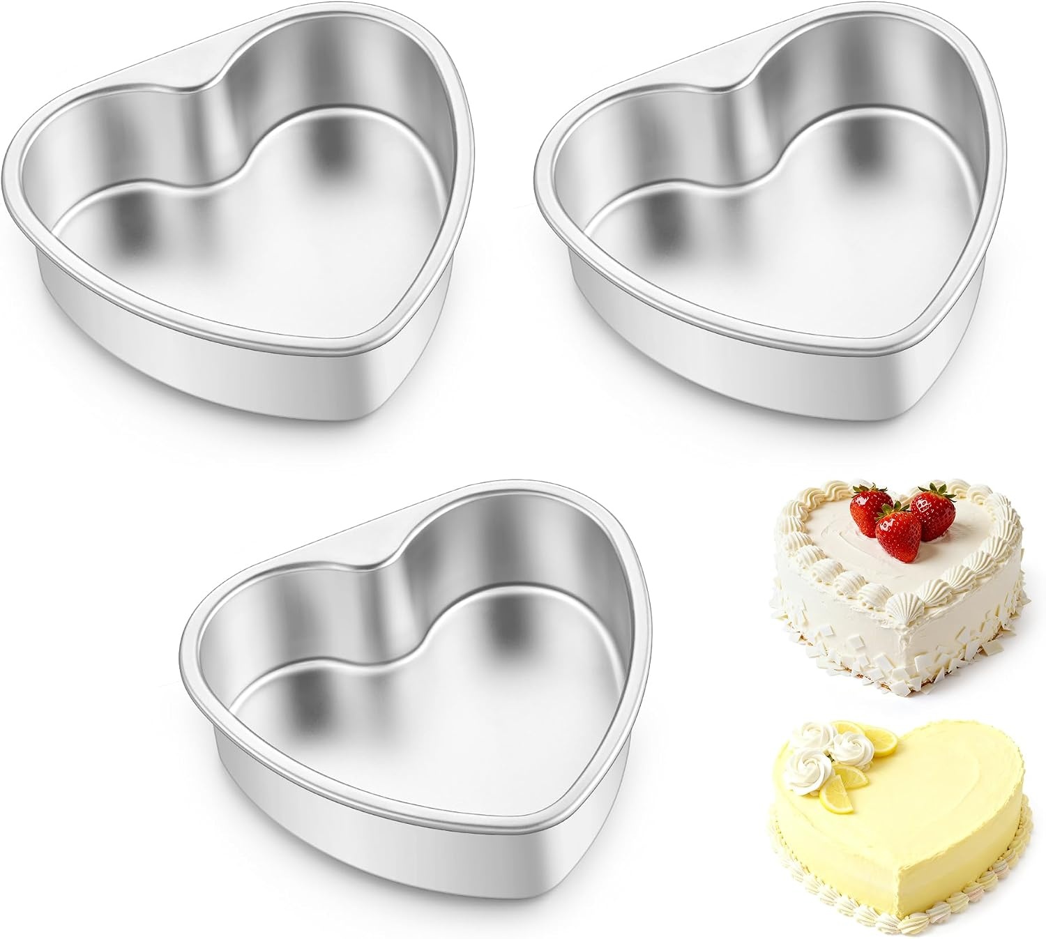 image:imageEfar 4 Inch Mini Heart Cake Pan Set of 3 Stainless Steel Heart Shaped Smash Cake Baking Mold Small Heart Cake Tin for Valentines Day Anniversaries Birthday Nontoxic amp Dishwasher SafeSilver