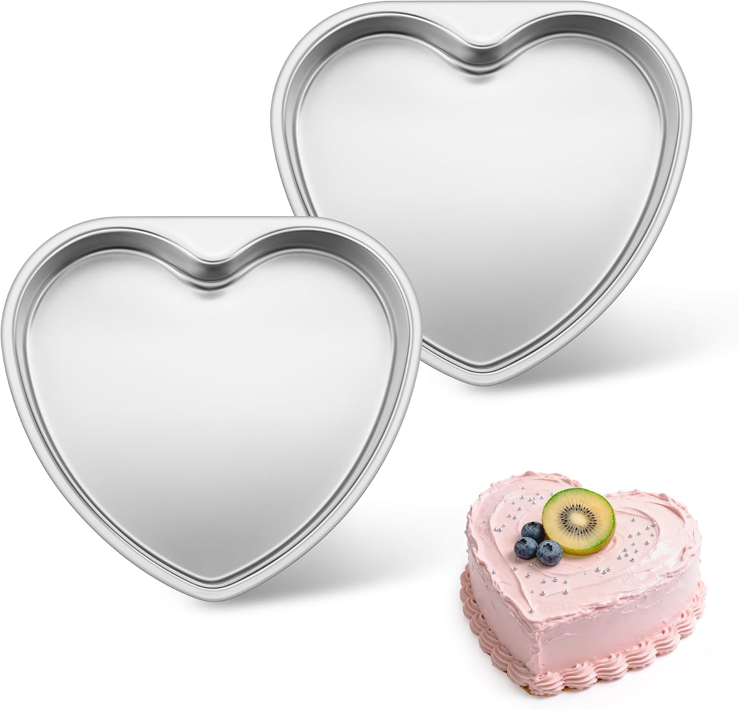 image:imageEfar 4 Inch Mini Heart Cake Pan Set of 3 Stainless Steel Heart Shaped Smash Cake Baking Mold Small Heart Cake Tin for Valentines Day Anniversaries Birthday Nontoxic amp Dishwasher SafeSilver