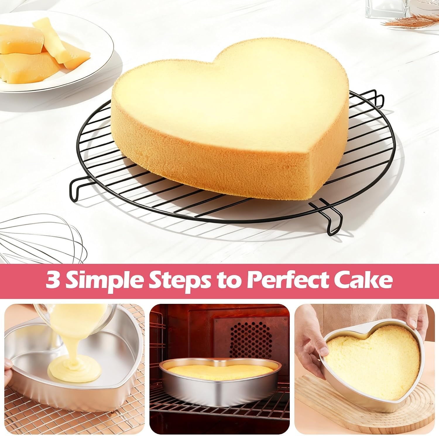 image:imageEfar 4 Inch Mini Heart Cake Pan Set of 3 Stainless Steel Heart Shaped Smash Cake Baking Mold Small Heart Cake Tin for Valentines Day Anniversaries Birthday Nontoxic amp Dishwasher SafeSilver