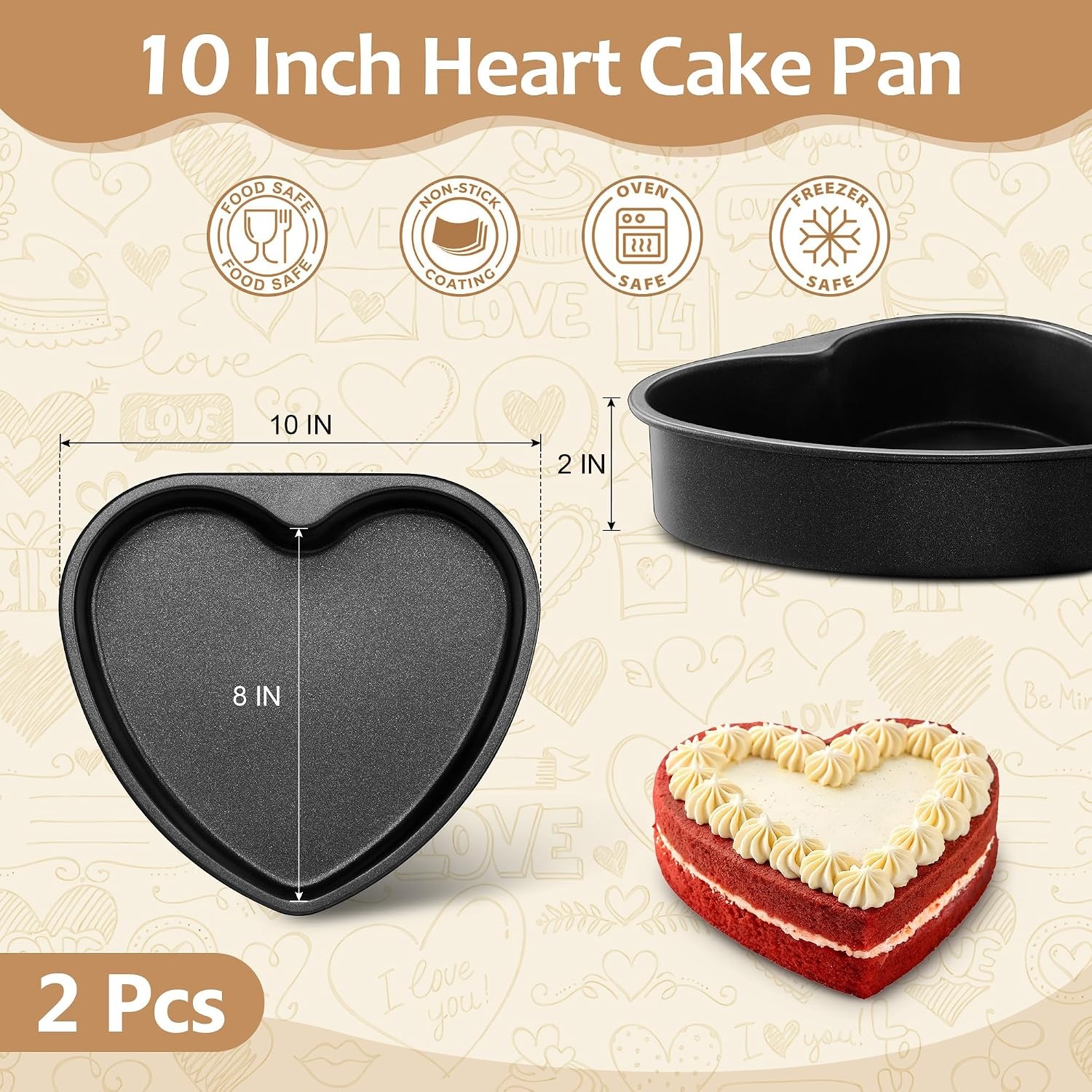 image:imageEfar 4 Inch Mini Heart Cake Pan Set of 3 Stainless Steel Heart Shaped Smash Cake Baking Mold Small Heart Cake Tin for Valentines Day Anniversaries Birthday Nontoxic amp Dishwasher SafeBlack