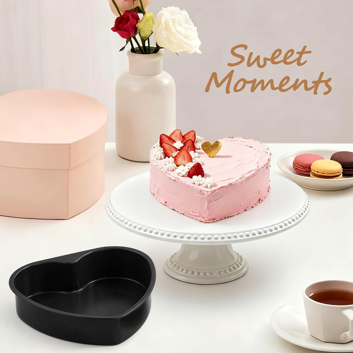 image:imageEfar 4 Inch Mini Heart Cake Pan Set of 3 Stainless Steel Heart Shaped Smash Cake Baking Mold Small Heart Cake Tin for Valentines Day Anniversaries Birthday Nontoxic amp Dishwasher SafeBlack