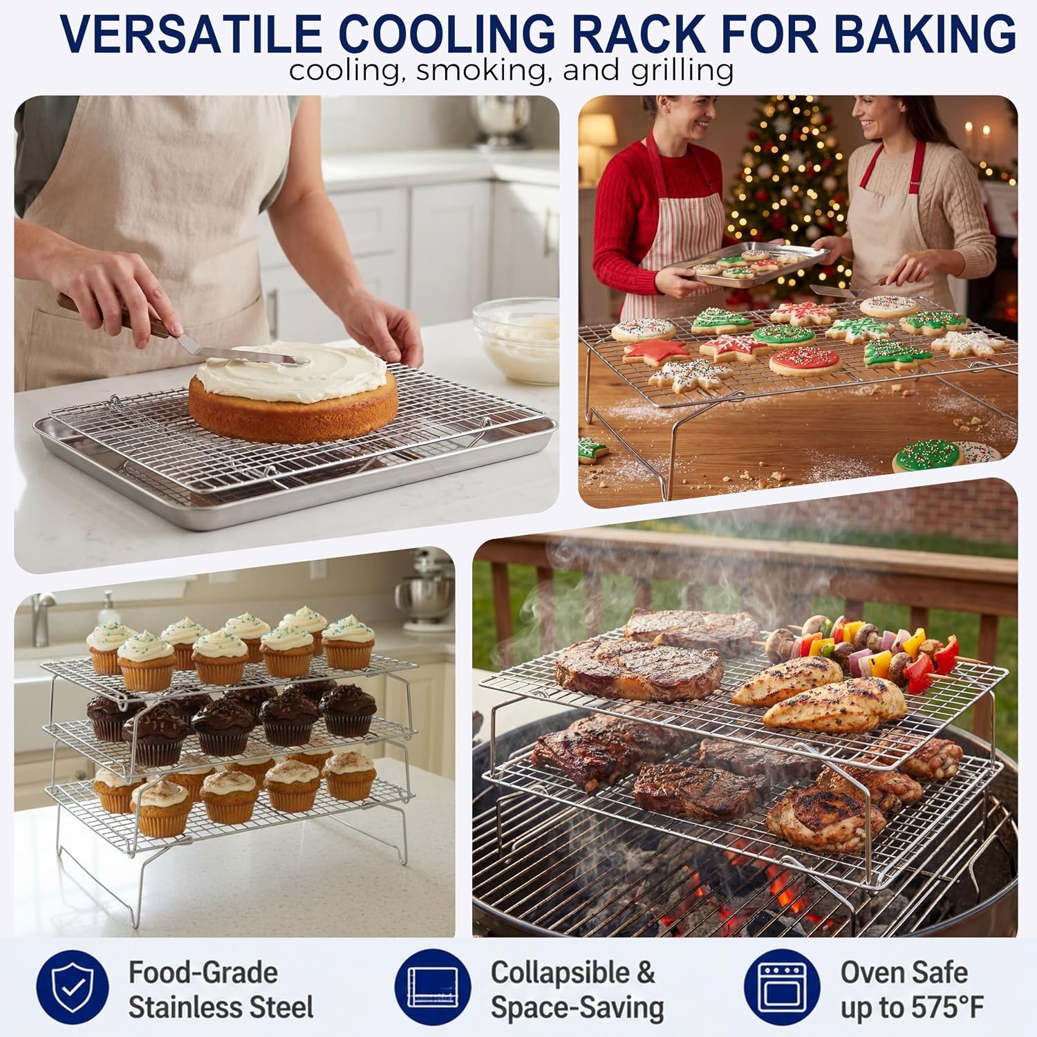 image:imageEfar 5Tier Collapsible Cooling Racks for Cooking and Baking 15x103