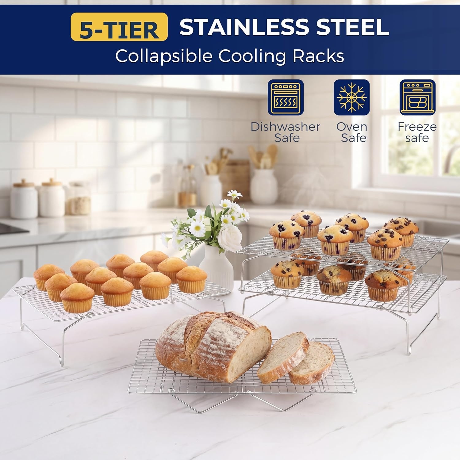 image:imageEfar 5Tier Collapsible Cooling Racks for Cooking and Baking 15x105