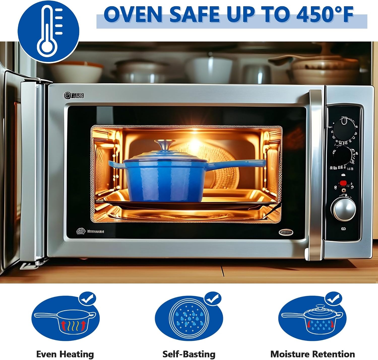 image:imageEfar Enameled Cast Iron Sauce Pan with Lid 1 Quart Dutch Oven Cooking PotDeep Blue