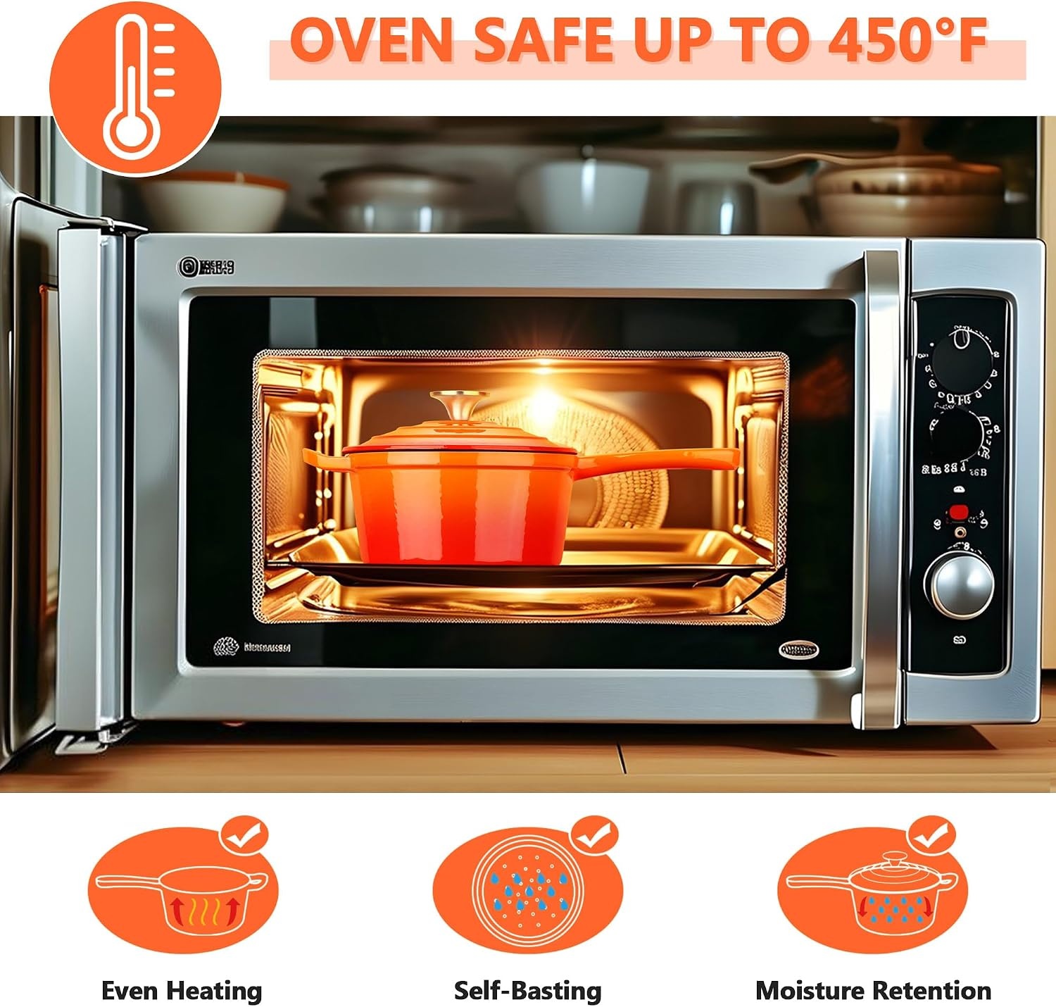 image:imageEfar Enameled Cast Iron Sauce Pan with Lid 1 Quart Dutch Oven Cooking PotOrange