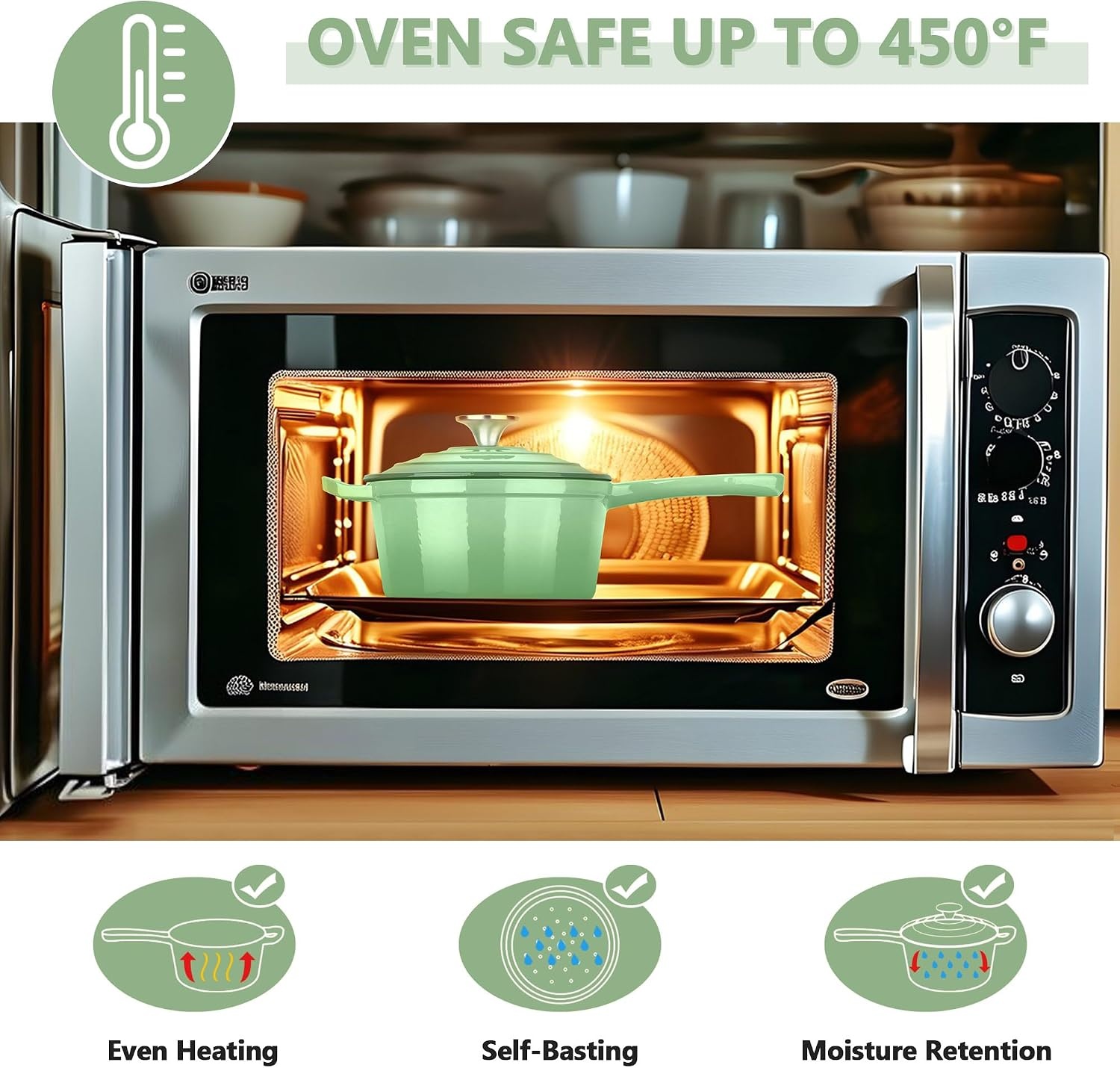 image:imageEfar Enameled Cast Iron Sauce Pan with Lid 1 Quart Dutch Oven Cooking PotPistachio Green