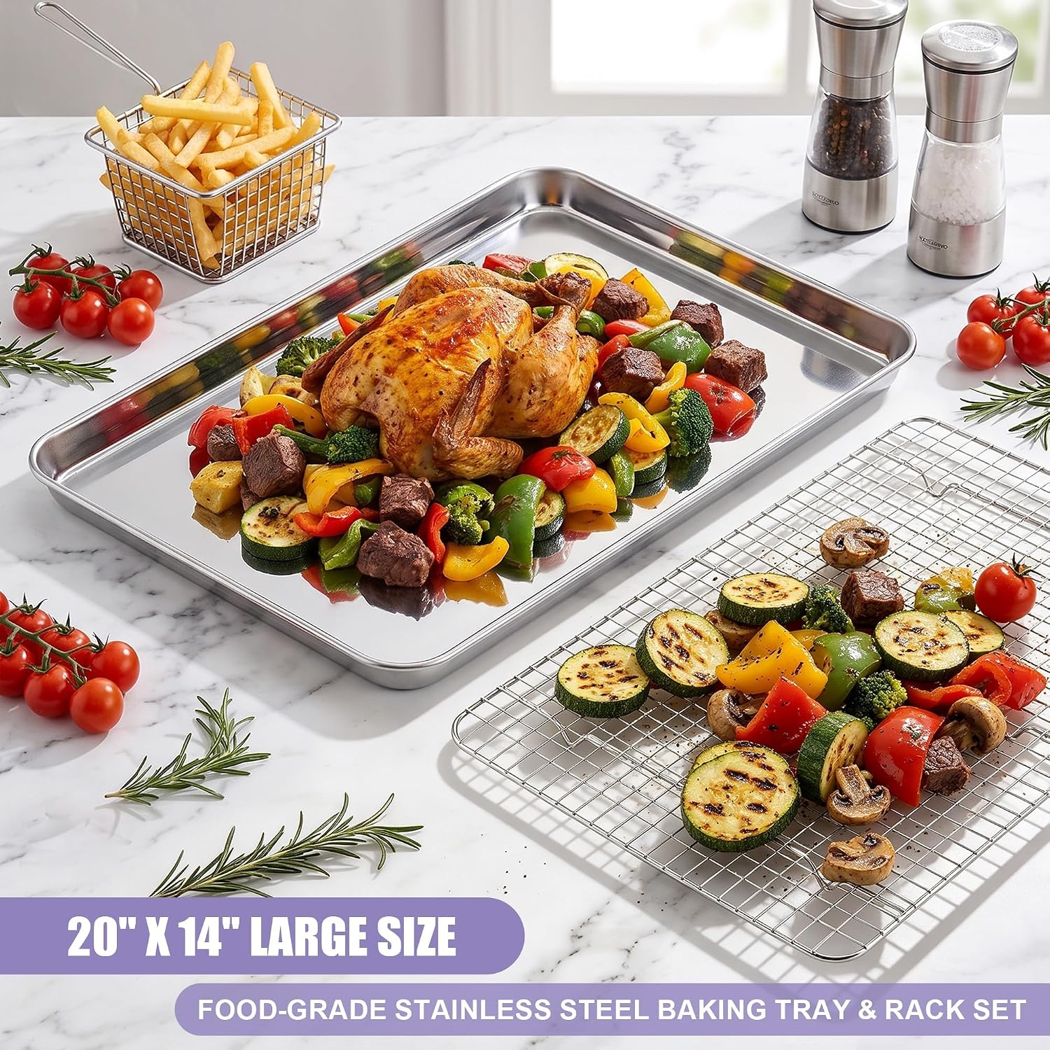 image:imageEfar Large Baking Sheet with Wire Rack 20 x 14 1 Pan 1 Cooling Rack20x14