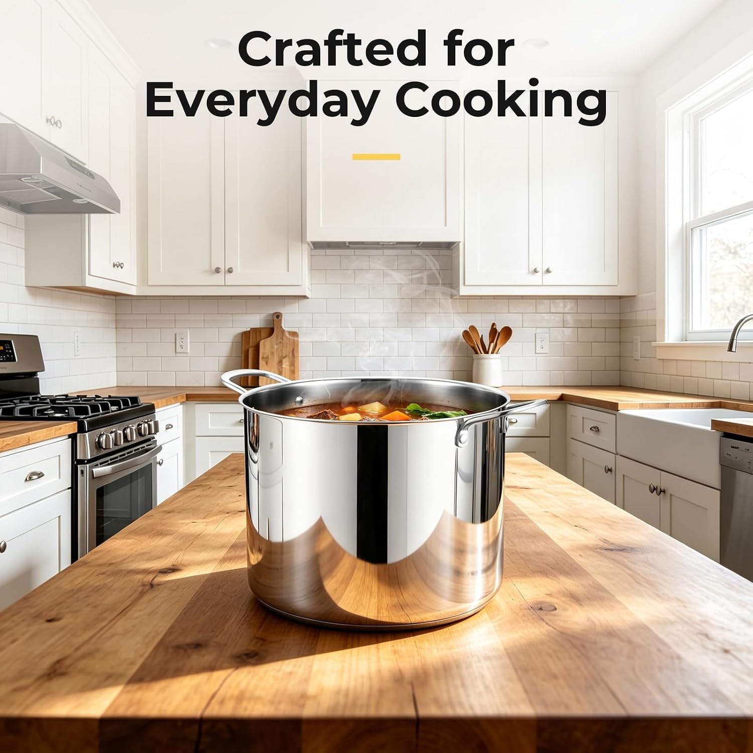 image:imageEfar Large Stainless Steel Stock Pot with Lid 24QT Induction Cooking Pot24 Quarts