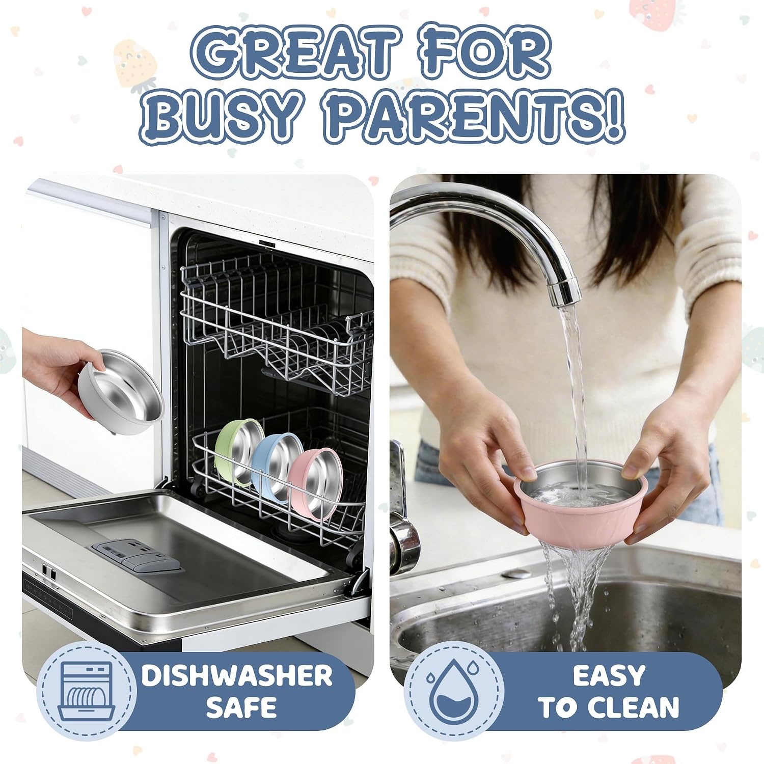 image:imageEfar Stainless Steel Baby Bowls with Suction amp Lids for Toddlers amp Kids4 PCS Bowls