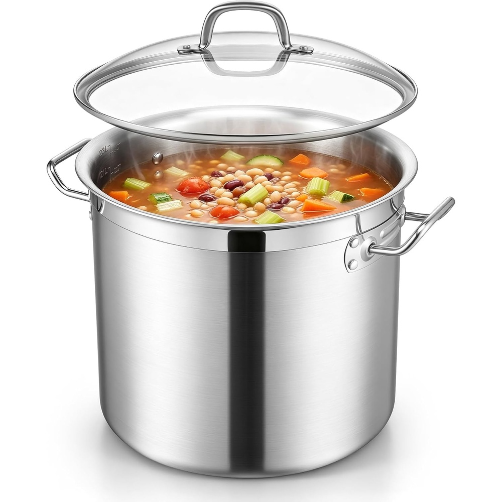 image:imageEfar 12 Quart TriPly Stock Pot with Lid Stainless Steel Cooking Pot24 Quarts