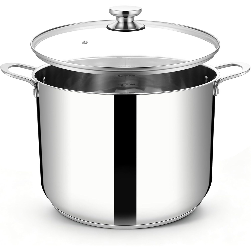 image:imageEfar Large Stainless Steel Stock Pot with Lid 24QT Induction Cooking Pot24 Quarts