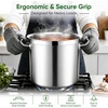 E-far 12 Quart Tri-Ply Stock Pot with Lid, Stainless Steel Cooking Pot(24 Quarts)