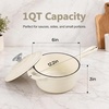 E-far Enameled Cast Iron Sauce Pan with Lid, 1 Quart Dutch Oven Cooking Pot(Cream)