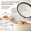 E-far Enameled Cast Iron Sauce Pan with Lid, 1 Quart Dutch Oven Cooking Pot(Cream)