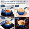 E-far Enameled Cast Iron Sauce Pan with Lid, 1 Quart Dutch Oven Cooking Pot(Deep Blue)