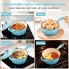 E-far Enameled Cast Iron Sauce Pan with Lid, 1 Quart Dutch Oven Cooking Pot(Light Blue)