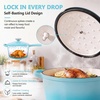 E-far Enameled Cast Iron Sauce Pan with Lid, 1 Quart Dutch Oven Cooking Pot(Light Blue)