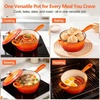 E-far Enameled Cast Iron Sauce Pan with Lid, 1 Quart Dutch Oven Cooking Pot(Orange)