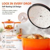 E-far Enameled Cast Iron Sauce Pan with Lid, 1 Quart Dutch Oven Cooking Pot(Orange)