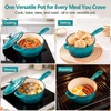 E-far Enameled Cast Iron Sauce Pan with Lid, 1 Quart Dutch Oven Cooking Pot(Peacock Green)