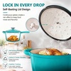 E-far Enameled Cast Iron Sauce Pan with Lid, 1 Quart Dutch Oven Cooking Pot(Peacock Green)