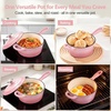 E-far Enameled Cast Iron Sauce Pan with Lid, 1 Quart Dutch Oven Cooking Pot(Pink)