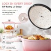 E-far Enameled Cast Iron Sauce Pan with Lid, 1 Quart Dutch Oven Cooking Pot(Pink)