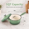 E-far Enameled Cast Iron Sauce Pan with Lid, 1 Quart Dutch Oven Cooking Pot(Pistachio Green)
