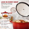 E-far Enameled Cast Iron Sauce Pan with Lid, 1 Quart Dutch Oven Cooking Pot(Red)