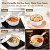 E-far Enameled Cast Iron Sauce Pan with Lid, 1 Quart Dutch Oven Cooking Pot(White)