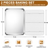 E-far Large Baking Sheet with Wire Rack, 20″ x 14″ (1 Pan +1 Cooling Rack)(16″x12″)